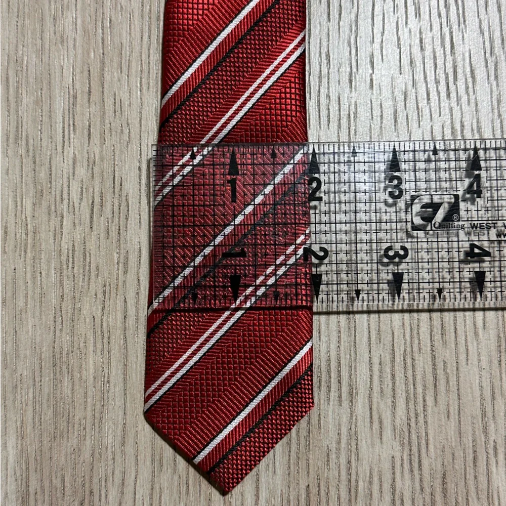 Black N Bianco. Red Striped Tie - Classic Formal Accessory (2” wide)